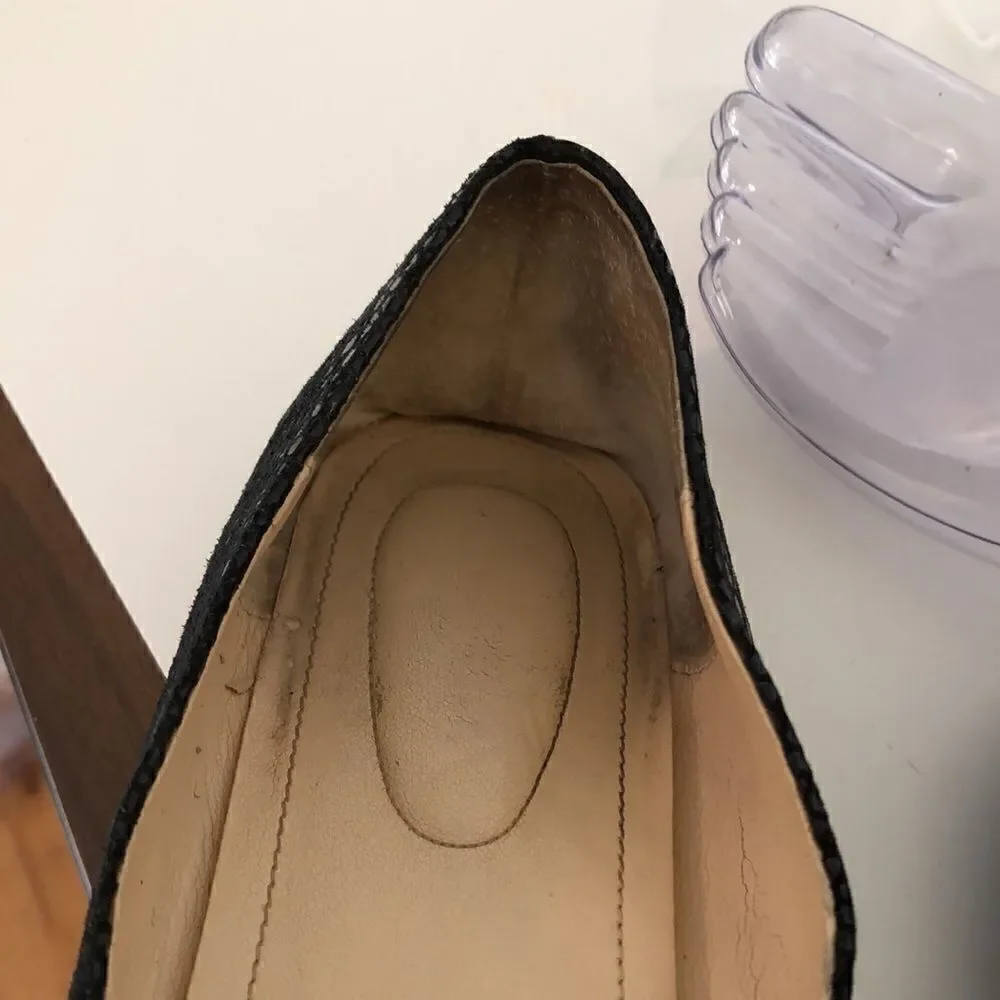 Calvin Klein Black Mackenzie Comfort Flats With Beaded Floral Ornament Size 9